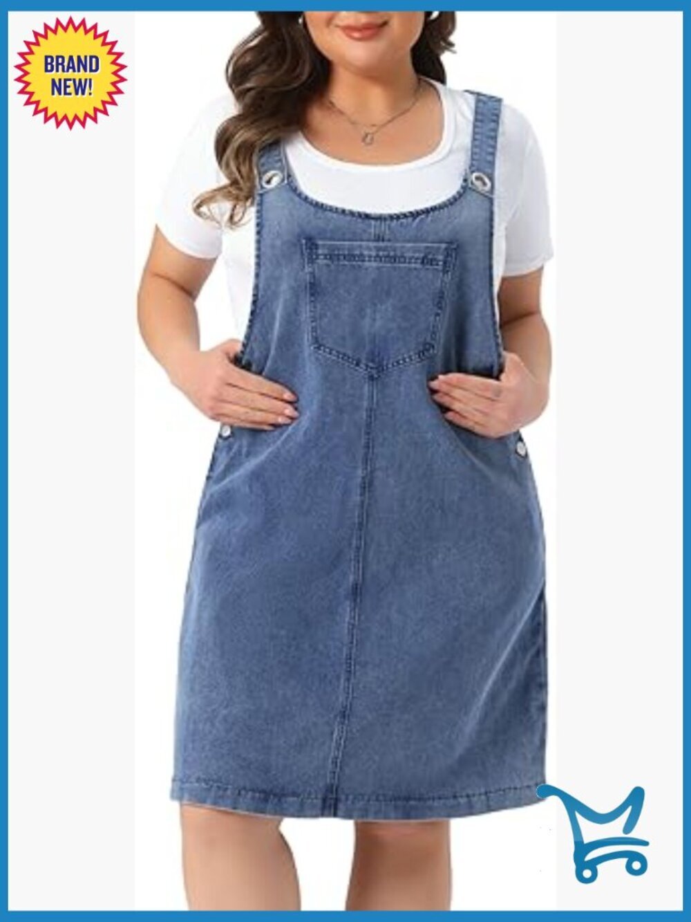 Plus Size Denim Overalls Dress Suspenders Skirt Jumper Jean Overall Bib Dress